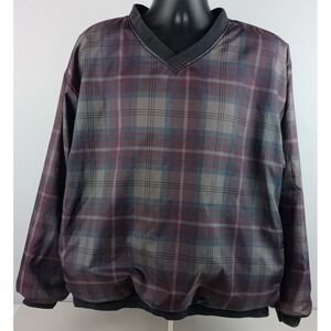 Forrester's Outerwear Men's XL Maroon Gray Plaid Lined Windbreaker Pullover